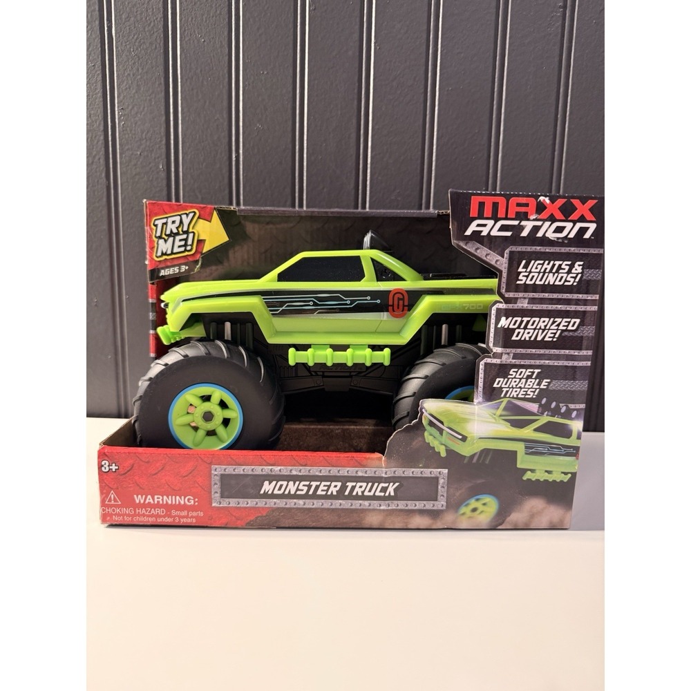 Maxx Action Monster Truck Toy With Lights Sounds & Motorized Drive